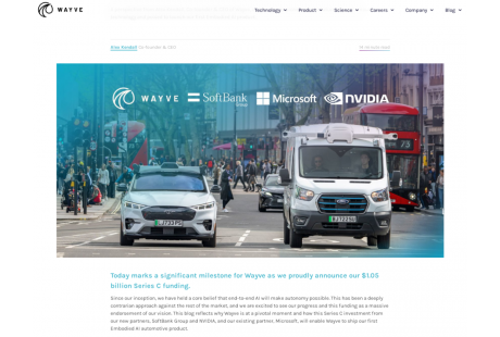 領投Wayve超75億元C輪融資！軟銀豪擲數百億的Robotaxi賽道將迎新機遇？